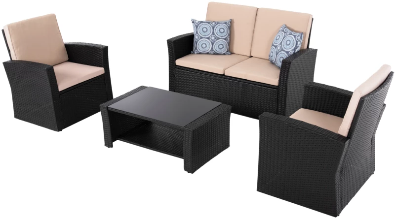 ΣΑΛΟΝΙ ΕΞ.ΧΩΡΟΥ 4ΤΜΧ THORE HM5978 ΣΥΝΘ. RATTAN ΑΝΘΡΑΚΙ-ΜΠΕΖ ΜΑΞΙΛΑΡΙΑ (1 Τεμμάχια)