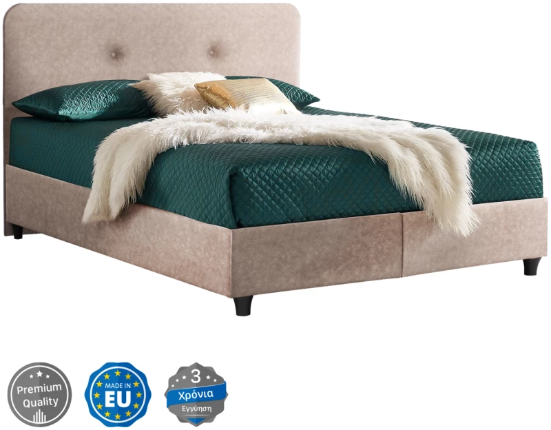 ΚΡΕΒΑΤΙ HM637.22 DOLORES ΜΠΕΖ ΥΦΑΣΜΑ τ.NUBUCK, 150x200 εκ. (1 Τεμμάχια)
