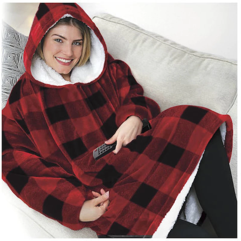 Κουβέρτα Βελουτέ Huggle Plush King Size 70x90εκ κόκκινο καρό