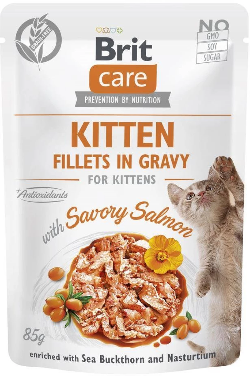 BRIT Care Cat Kitten Savory Salmon Pouch - wet cat food - 85 g