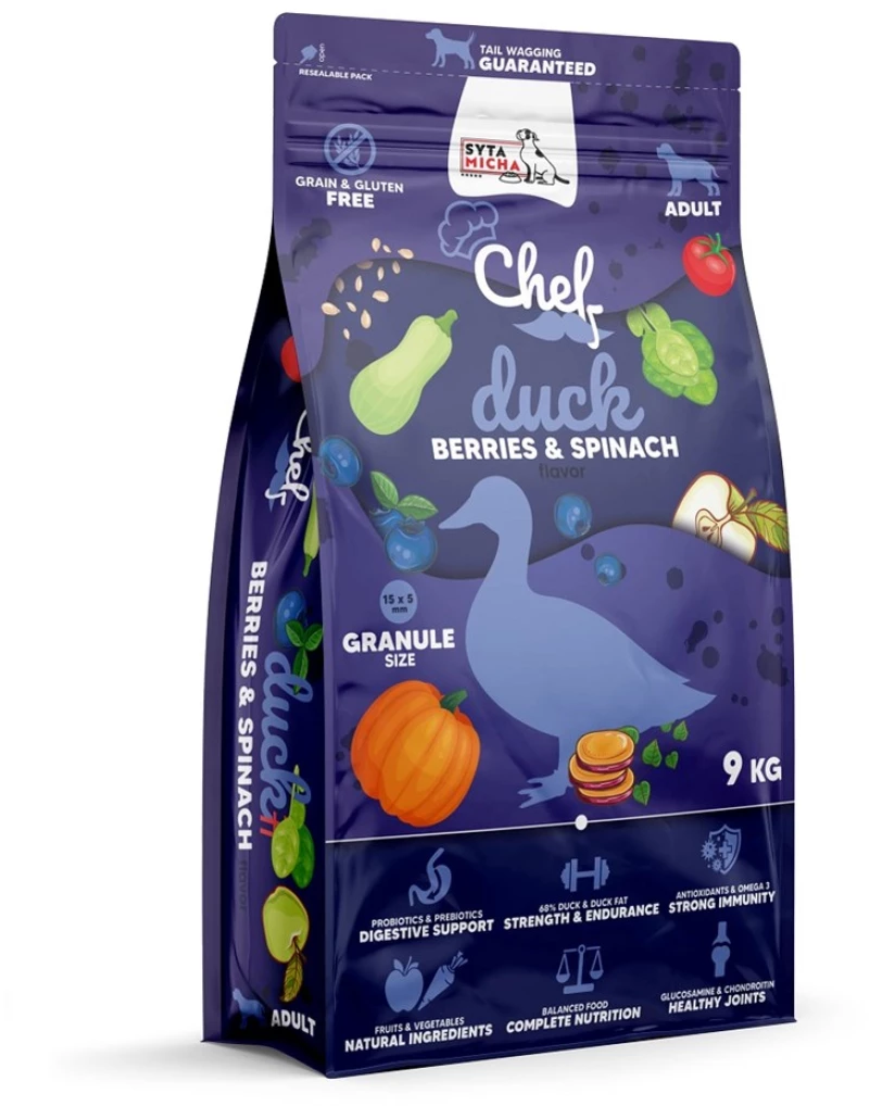 SYTA MICHA Chef Duck, berries and spinach - dry dog food - 9kg