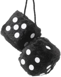 Fuzzy Dice Black 7x7cm 2 PcsΖάρια Κρεμαστά Διακοσμητικά Fuzzy Dice Μαύρα 7x7cm 2 Τεμάχια
