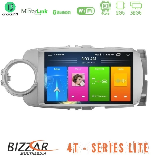 Bizzar 4T Series Toyota Yaris 4Core Android13 2+32GB Navigation Multimedia Tablet 9"