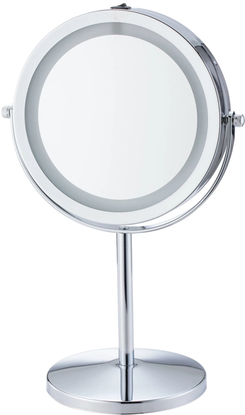 HOME USE επιτραπέζιος καθρέφτης HUH-0185 με LED φως  1x/5x zoom  ασημί