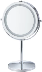 HOME USE επιτραπέζιος καθρέφτης HUH-0185 με LED φως  1x/5x zoom  ασημί