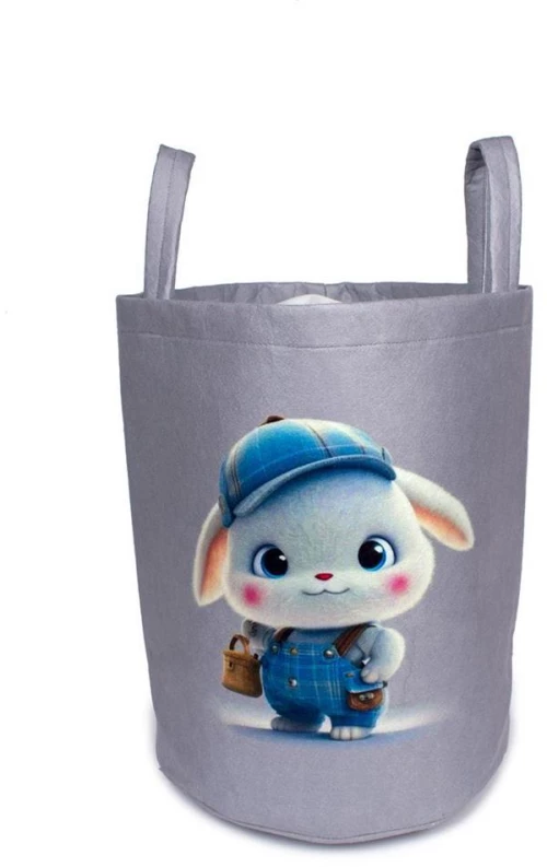 Παιδικό Καλάθι Αποθήκευσης Cap Bunny 38 50X30X45 cm Γκρι Υφασμάτινο - -