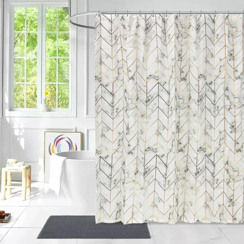 LINO ΚΟΥΡΤΙΝΑ ΜΠΑΝΙΟΥ MARMOR 180X200 Gold, Grey, White 180Χ200