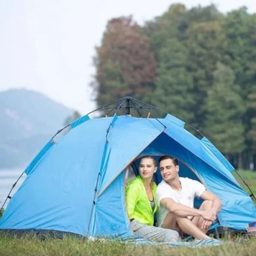 Αδιάβροχη POP UP Αυτόματη Σκηνή Camping για 2 Άτομα με Θήκη Μεταφοράς 210x155x120εκ Μπλε