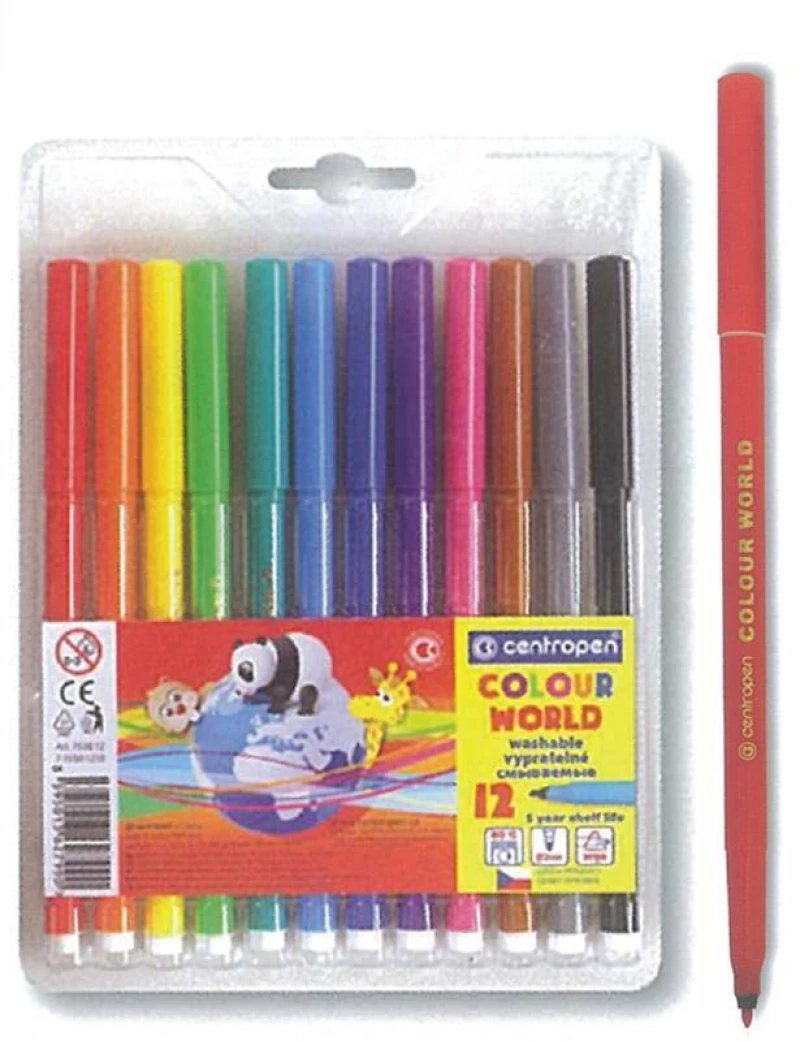 443095 CENTROPEN ΜΑΡΚΑΔΟΡΟΙ ΖΩΓΡΑΦΙΚΗΣ WASHABLE 1MM 12 ΧΡΩΜΑΤΑ ΠΑΚ