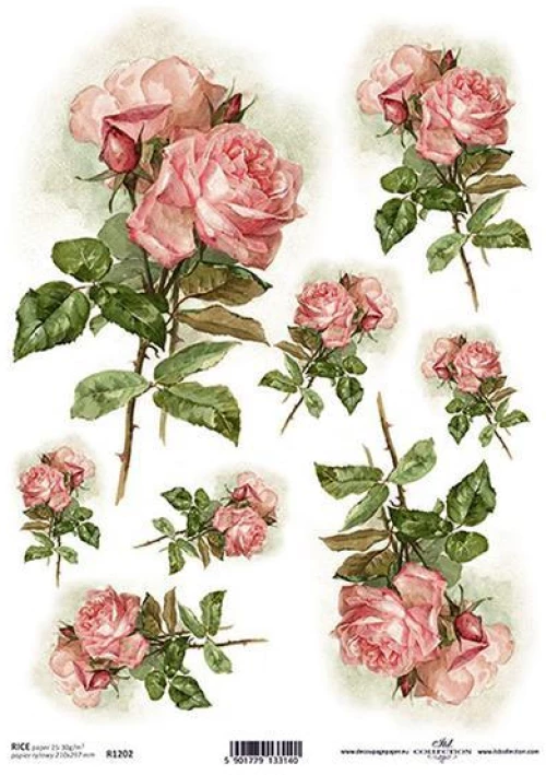443430 ΡΙΖΟΧΑΡΤΟ "PINK ROSES" 21X29ΕΚ. (ITD-R1202) ΠΑΚ