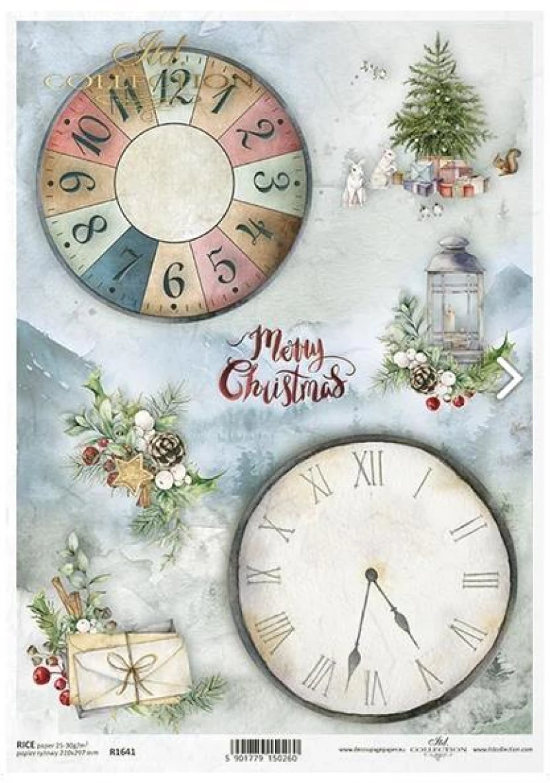 443436 ΡΙΖΟΧΑΡΤΟ "CHRISTMAS TREE, CLOCK, CLOCK FACE" 21X29.7ΕΚ. (ITD-R1641) ΠΑΚ