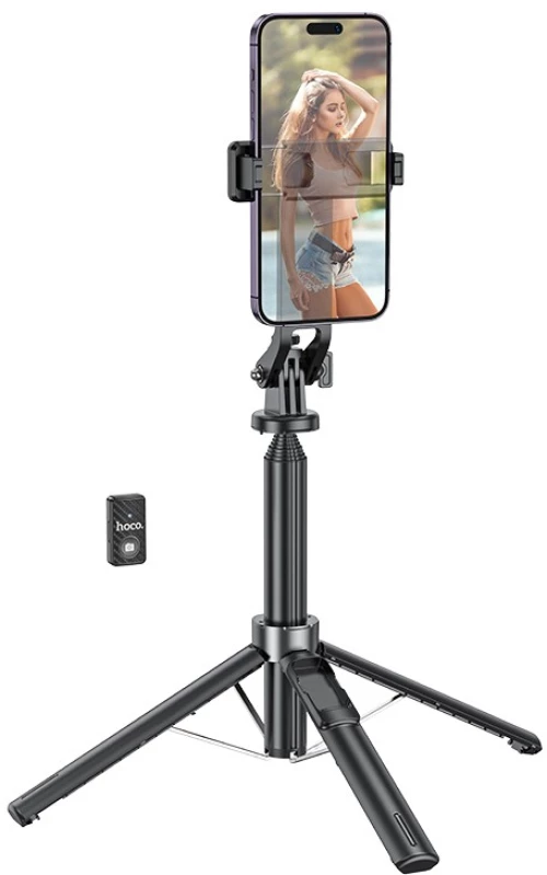 Selfie Stick Hoco K21 Stream για Συσκευές 4.5"-7.0" 55mAh Ύψος 1.37m με Τηλεχειριστήριο Μαύρο