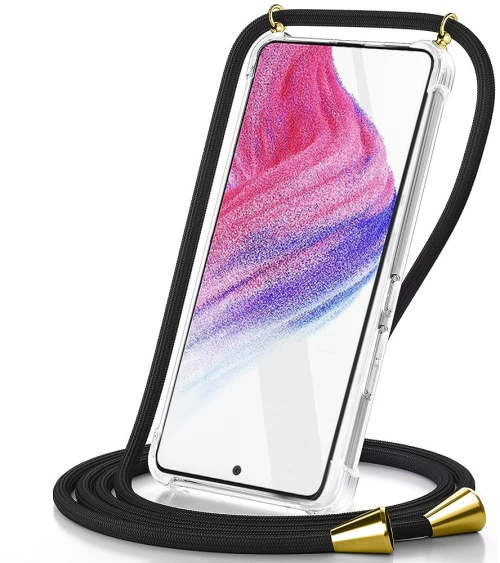 Θήκη Ancus Crossbody για Samsung SM-A356 Galaxy A35 5G Διάφανη με Κορδόνι Μαύρη