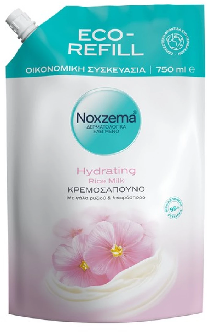 Noxzema Hydrating Rice Milk Refill Κρεμοσάπουνο Ανταλλακτικό 750ml