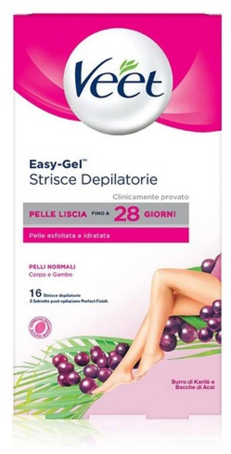 Veet Easy-Gel For Normal Skin Body & Legs Waxing Strips 16τμχ
