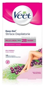 Veet Easy-Gel For Normal Skin Body & Legs Waxing Strips 16τμχ