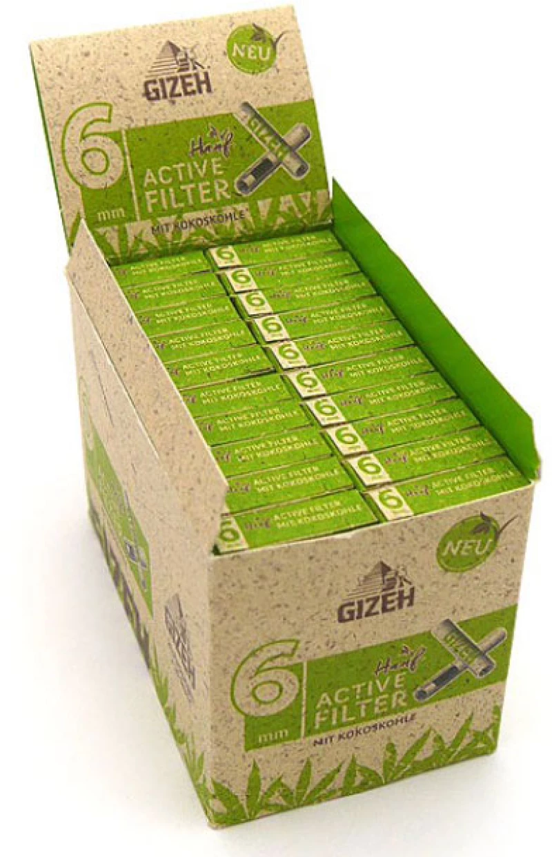 Φίλτρο Gizeh Extra Slim 10 Ενεργού Ανθρακα από Κέλυφος Καρύδας 6mm - Hemp