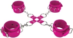 Leather Hand And Legcuffs - Pink