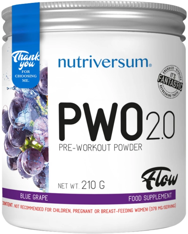 Nutriversum PWO 2.0 Flow | Pre-Workout Powder [210 Γραμμάρια] Μπλε σταφύλια