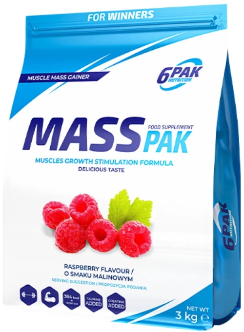 6PAK Nutrition MASS PAK [3000 Γραμμάρια] Σμέουρο