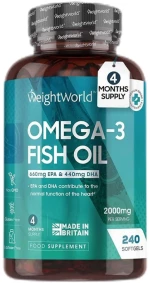 Weight World Omega-3 Fish Oil 1100 mg [240 Softgels]