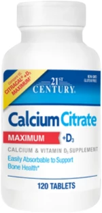 21st Century Calcium Citrate + D3 Maximum [120 Ταμπλέτες]