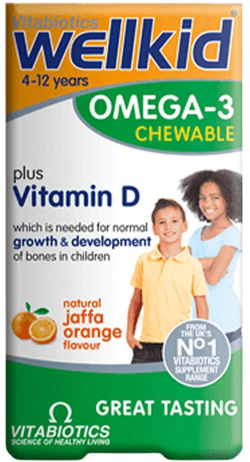 Vitabiotics Wellkid Omega-3 Chewable [60 Μασώμενες παστίλιες] Πορτοκάλι