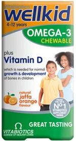 Vitabiotics Wellkid Omega-3 Chewable [60 Μασώμενες παστίλιες] Πορτοκάλι