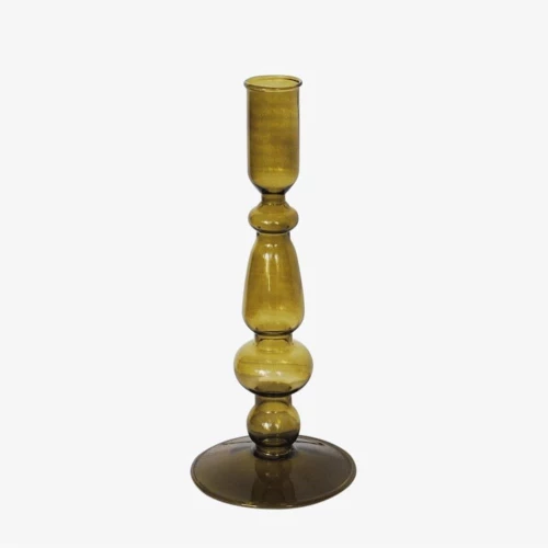 Κηροπήγιο 00.03.32563 Φ8,5Η20,5cm Green Γυαλί
