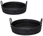 Καλάθι Με Λαβές Ψάθινο XYP504 (Σετ 2τμχ) D41/35x9cm Black Espiel Mdf