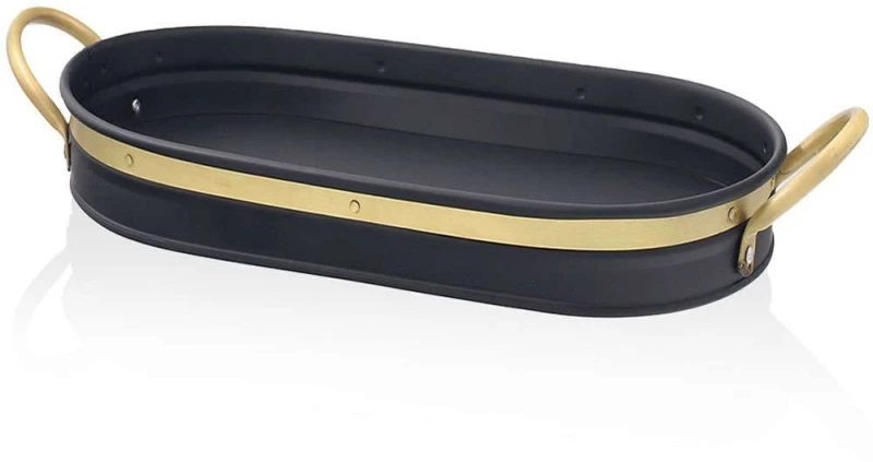 Δίσκος Σερβιρίσματος 280TMA1809 65x33x2cm Black-Gold Hermia Μέταλλο