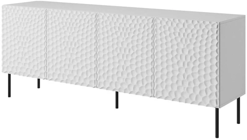 Μπουφές Holes 162581299 190x41x75cm White-Black Μοριοσανίδα, Μέταλλο