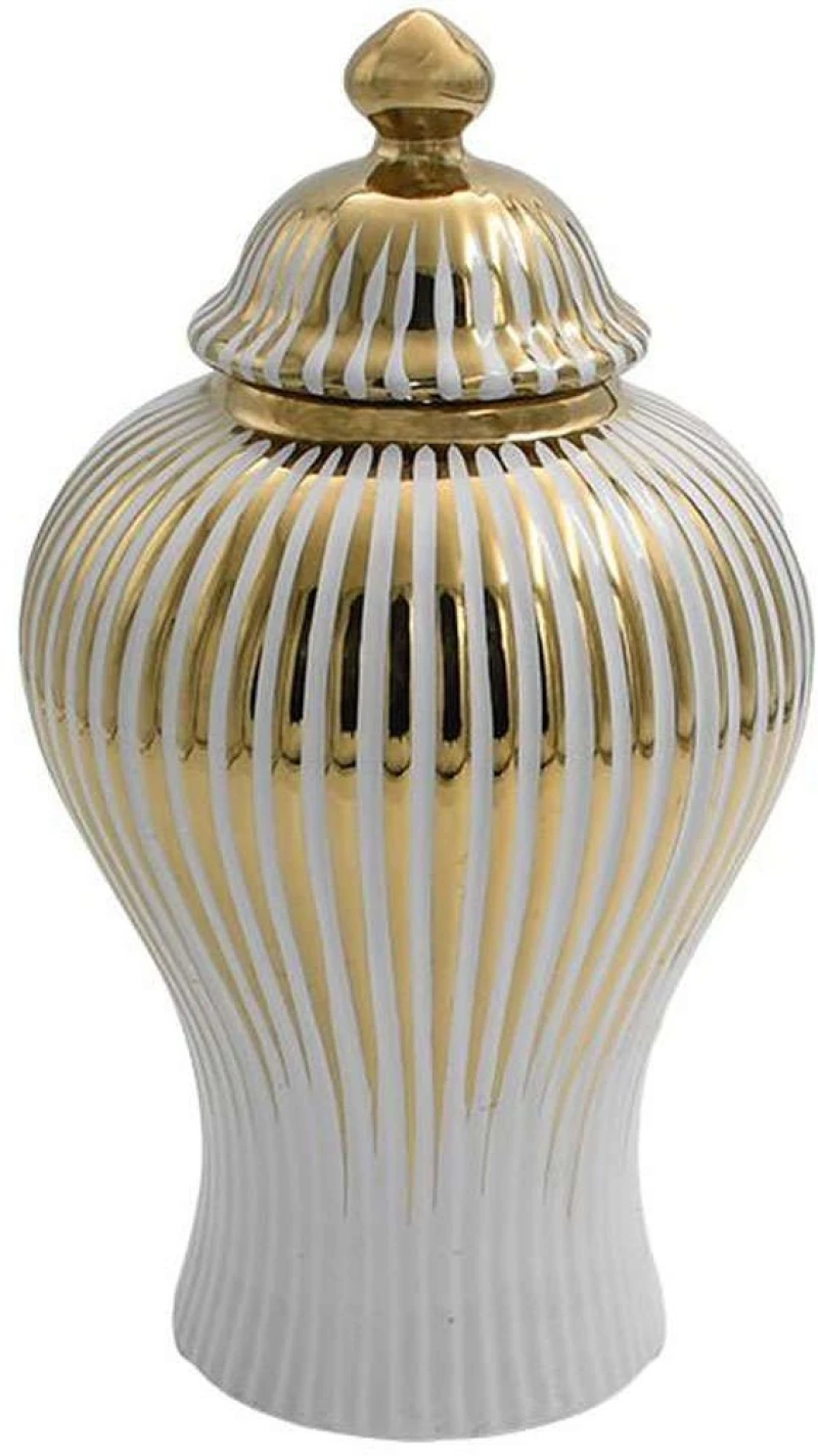 Βάζο Κεραμικό 374-224-421 16x30cm White-Gold Κεραμικό