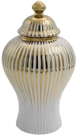 Βάζο Κεραμικό 374-224-421 16x30cm White-Gold Κεραμικό
