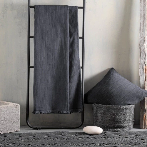 Ριχτάρι Figma Dark Grey Ρυθμός Τριθέσιο 180x280cm Βαμβάκι-Πολυέστερ