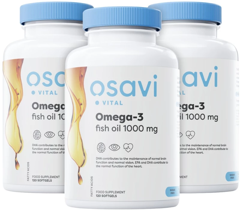 Osavi Osavi Omega 3 Fish Oil 1000 mg | Molecularly Distilled 120 Softgels Bundle 2 + 1 Free