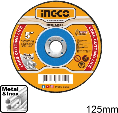 Δίσκοι Κοπής Σιδήρου Inox 125mmX1.0mm Ingco - MCD101251