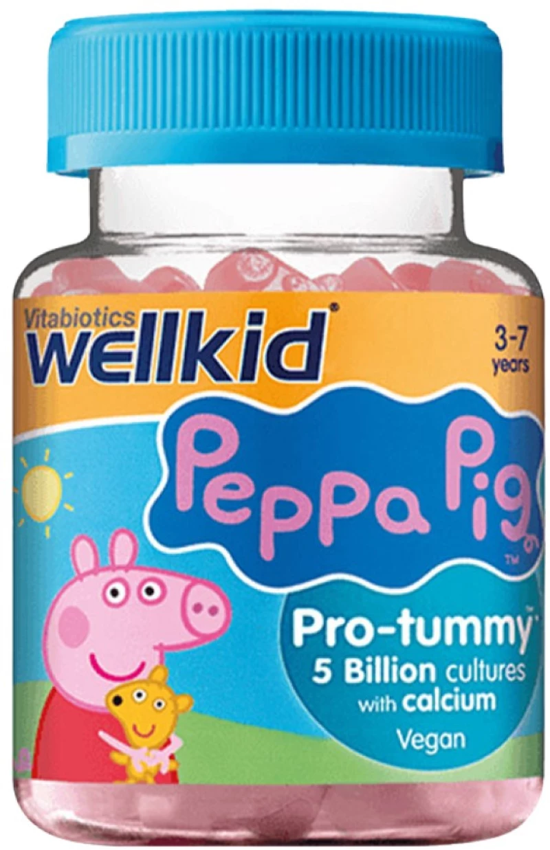 Vitabiotics Wellkid Peppa Pig Pro-tummy [30 Τσίχλες] Πορτοκάλι