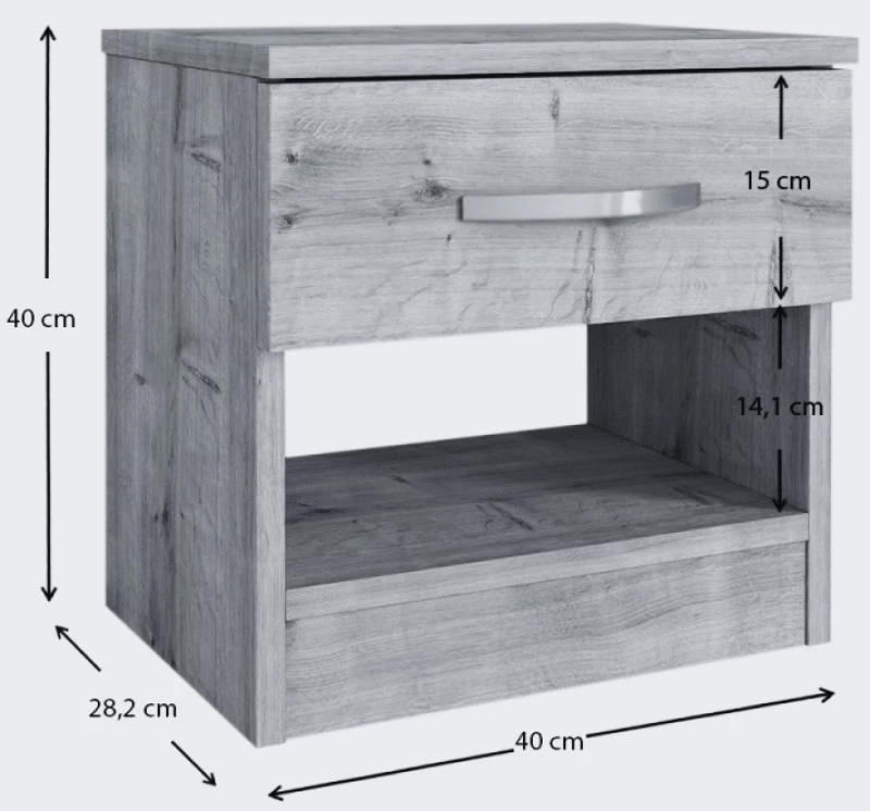 Κομοδίνο Lube Megapap χρώμα καρυδί 40x28,2x40εκ.