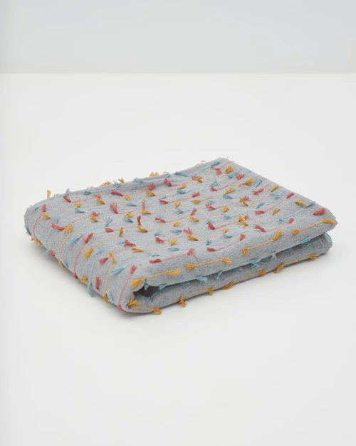 ΓΚΡΙ ΡΙΧΤΑΡΙ ΜΕ ΣΧΕΔΙΟ ΧΡΩΜΑΤΙΣΤΕΣ ΓΡΑΜΜΕΣ LALA ΠΟΛΥΘΡΟΝΑ (170X170CM) ΓΚΡΙ