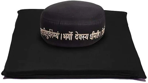 Σετ Διαλογισμού με Στρογγυλό Μαύρο Μαξιλάρι Gayatri Mantra + Μαξιλάρι Zabuton Μαύρο