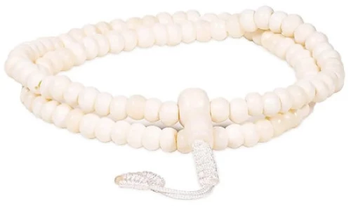 Μάλα Διαλογισμού από 108 Λευκές Χάντρες από Φυσικό Κόκκαλο Natural Bone