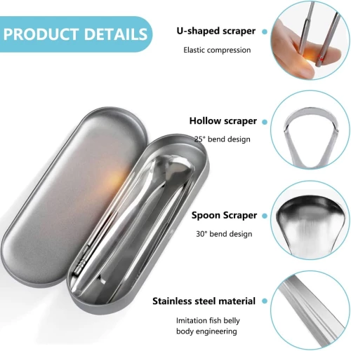 Set Ξύστρες Γλώσσας Stainless Steel Cleaning Tongue Tools, 3τμχ
