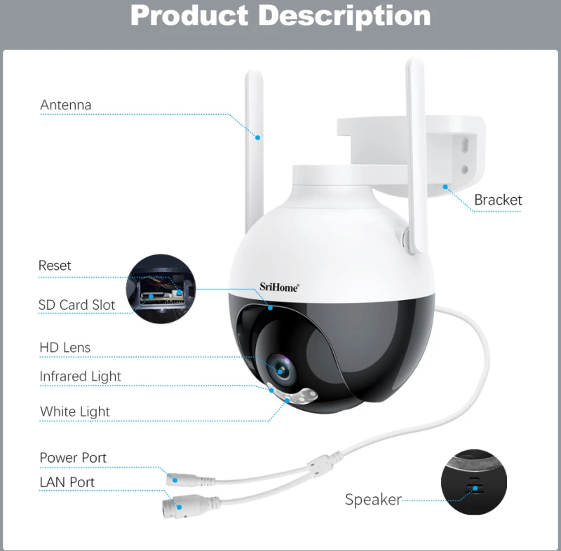 SRIHOME PZT WIFI CAMERA 2MP