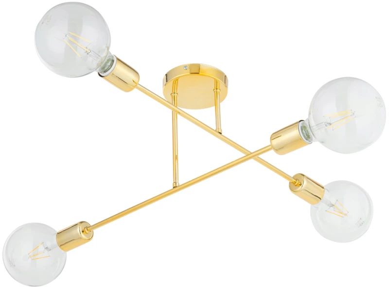 POWERTECH φωτιστικό οροφής HLL-0150, 4x E27, μεταλλικό, χρυσό