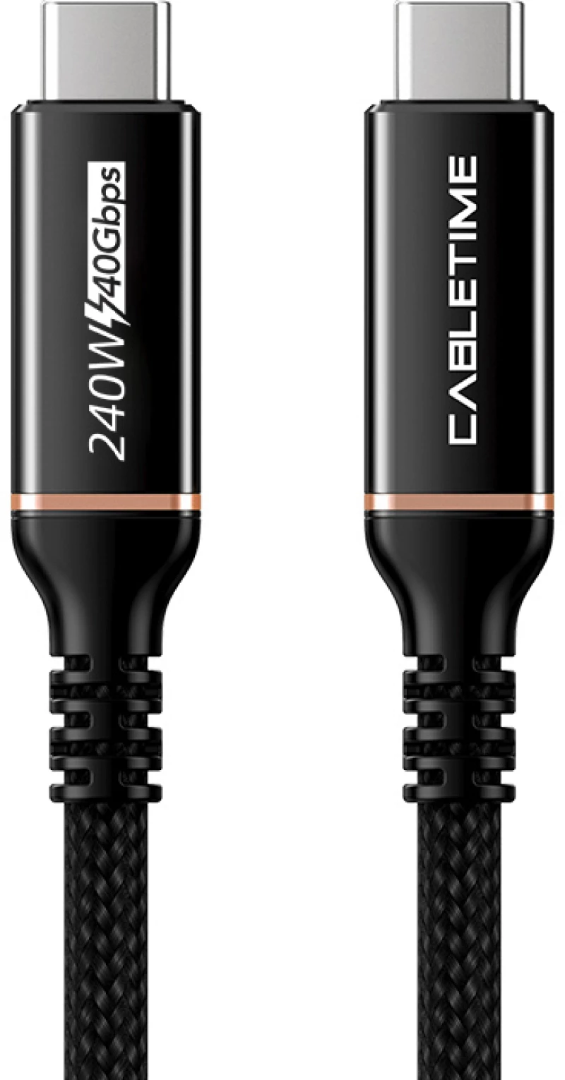 CABLETIME καλώδιο USB-C σε USB-C CT-USB4, 240W, 40Gbps, 8K/60Hz, USB4, 1m, μαύρο