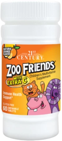 21st Century Zoo Friends Multi + Extra C [60 Μασώμενα δισκία] Πορτοκάλι