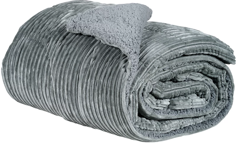 Κουβερτοπάπλωμα sherpa μονό γκρι 160x220cm Das Home 1179