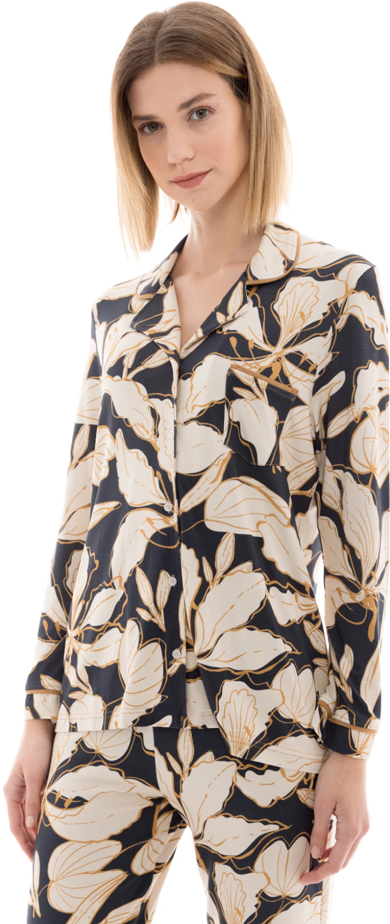Γυναικεία Πυτζάμα Pink Label - Σεμιζιέ - Μπλε Floral - Regular Fit - Viscose