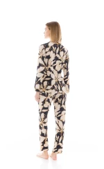Γυναικεία Πυτζάμα Pink Label - Σεμιζιέ - Μπλε Floral - Regular Fit - Viscose